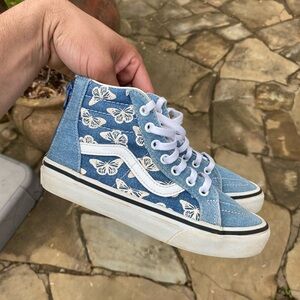 Vans Unisex Youth Sk8-Hi Zip Denim Sneaker Navy/True White PS Size 1.5Y Used